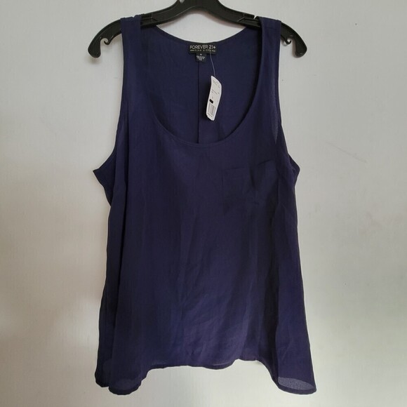NEW Forever 21 Plus Navy Blue Lightweight Sleeveless Tank Top Size 1X - Picture 11 of 11